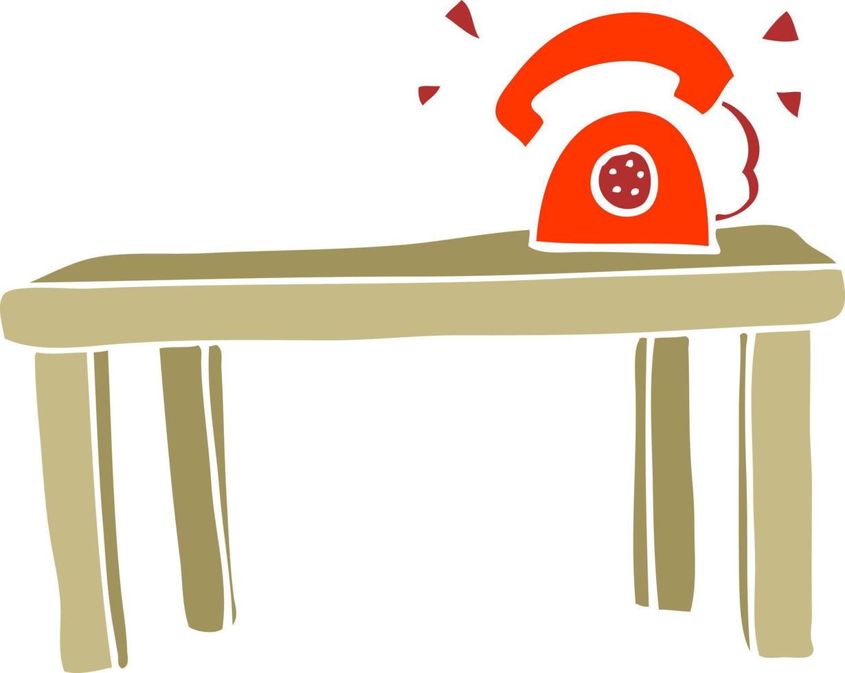 ilustração de cor plana de um telefone de desenho animado tocando na mesa vetor