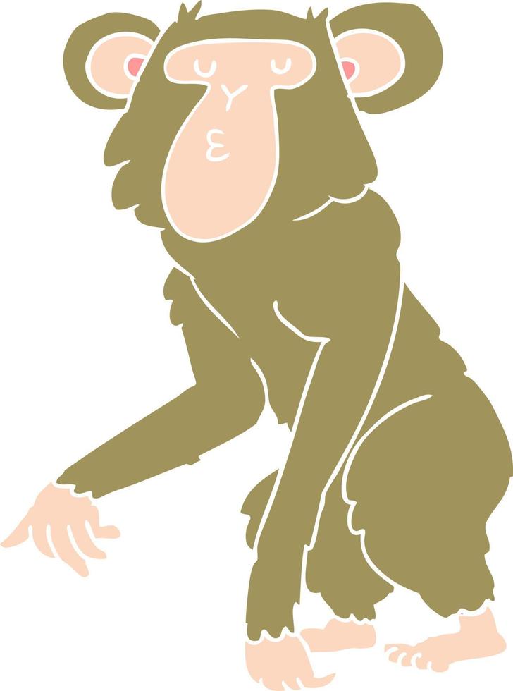 chimpanzé de desenho animado de estilo de cor plana vetor