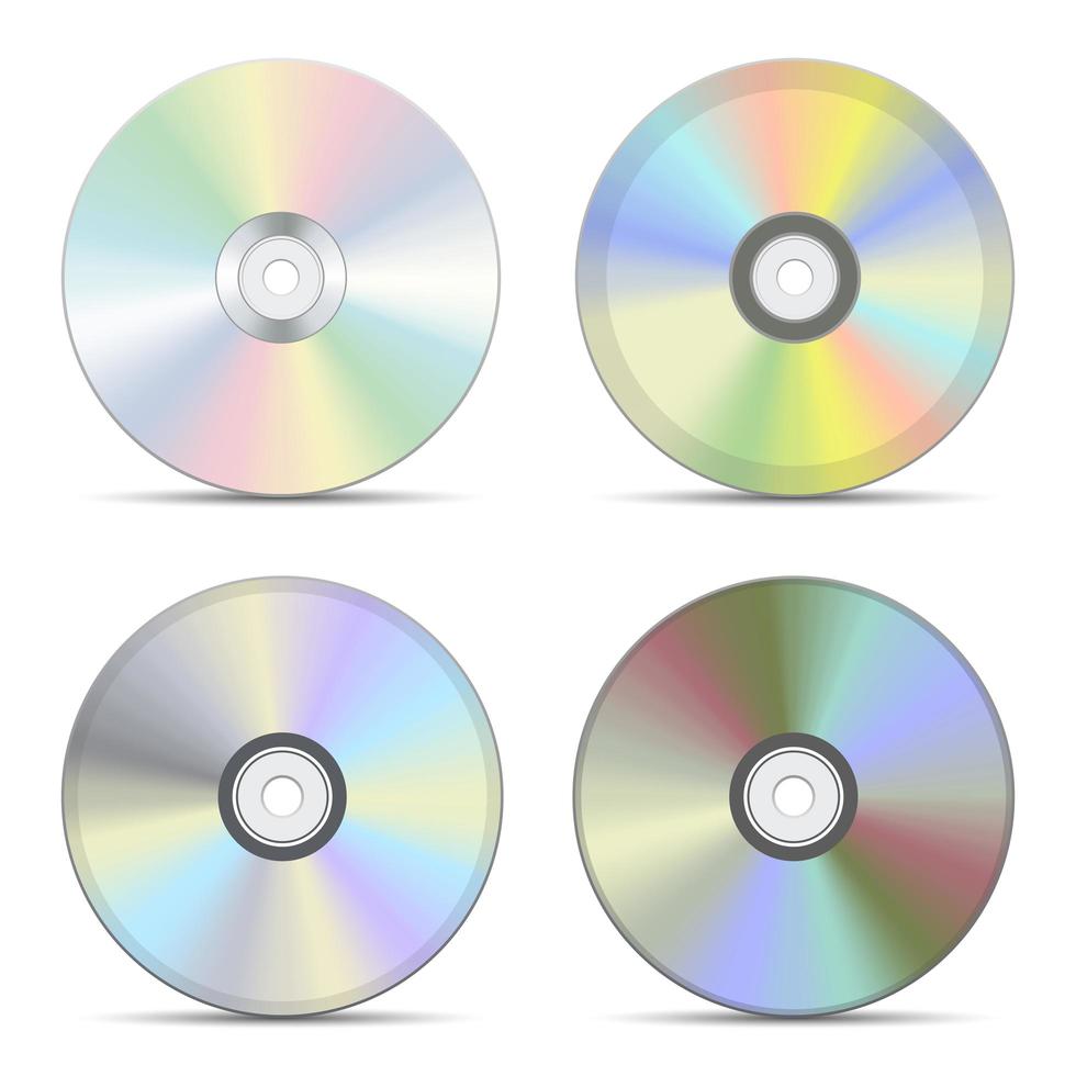 conjunto de cd e dvd isolado no fundo branco vetor