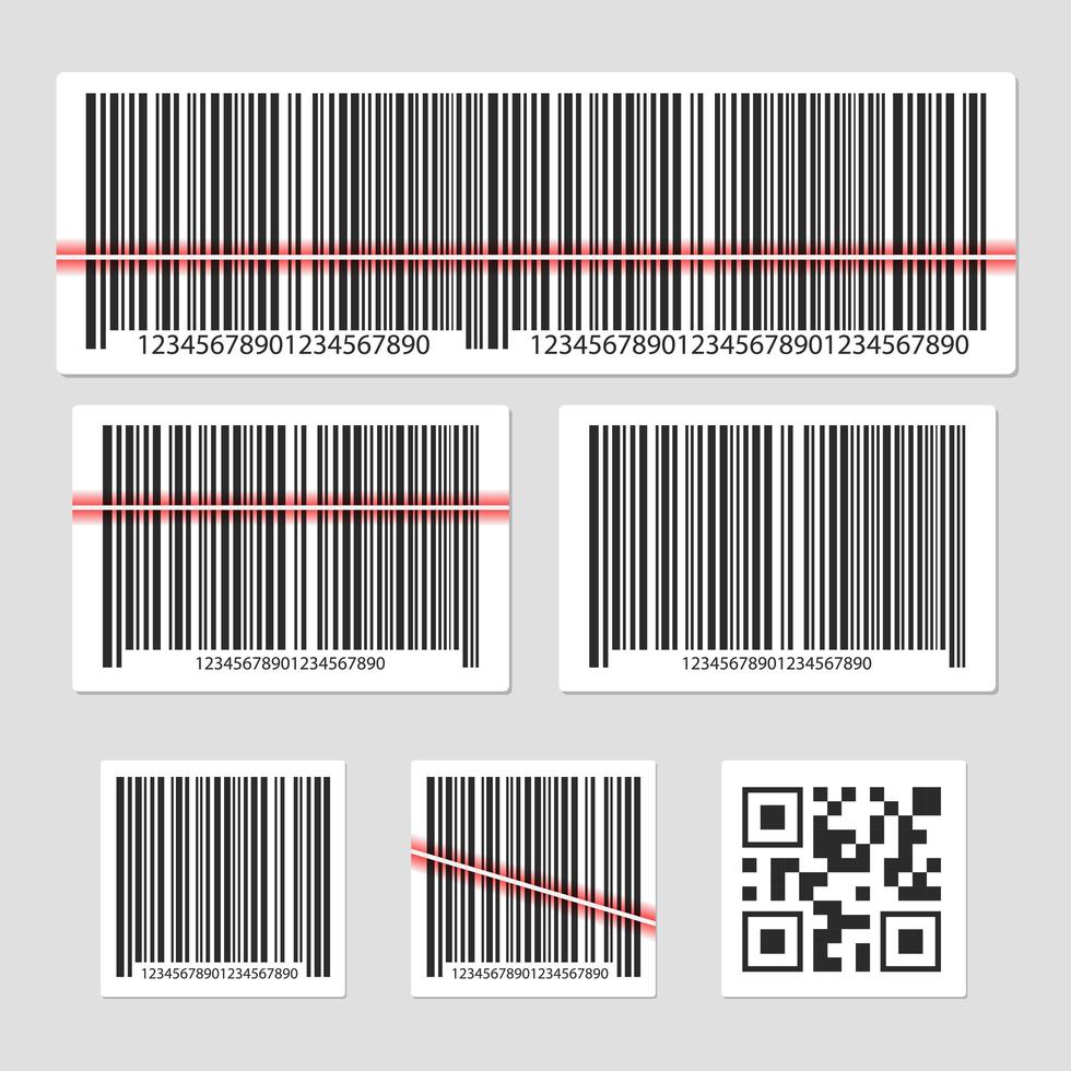 conjunto de código de barras isolado em fundo cinza vetor