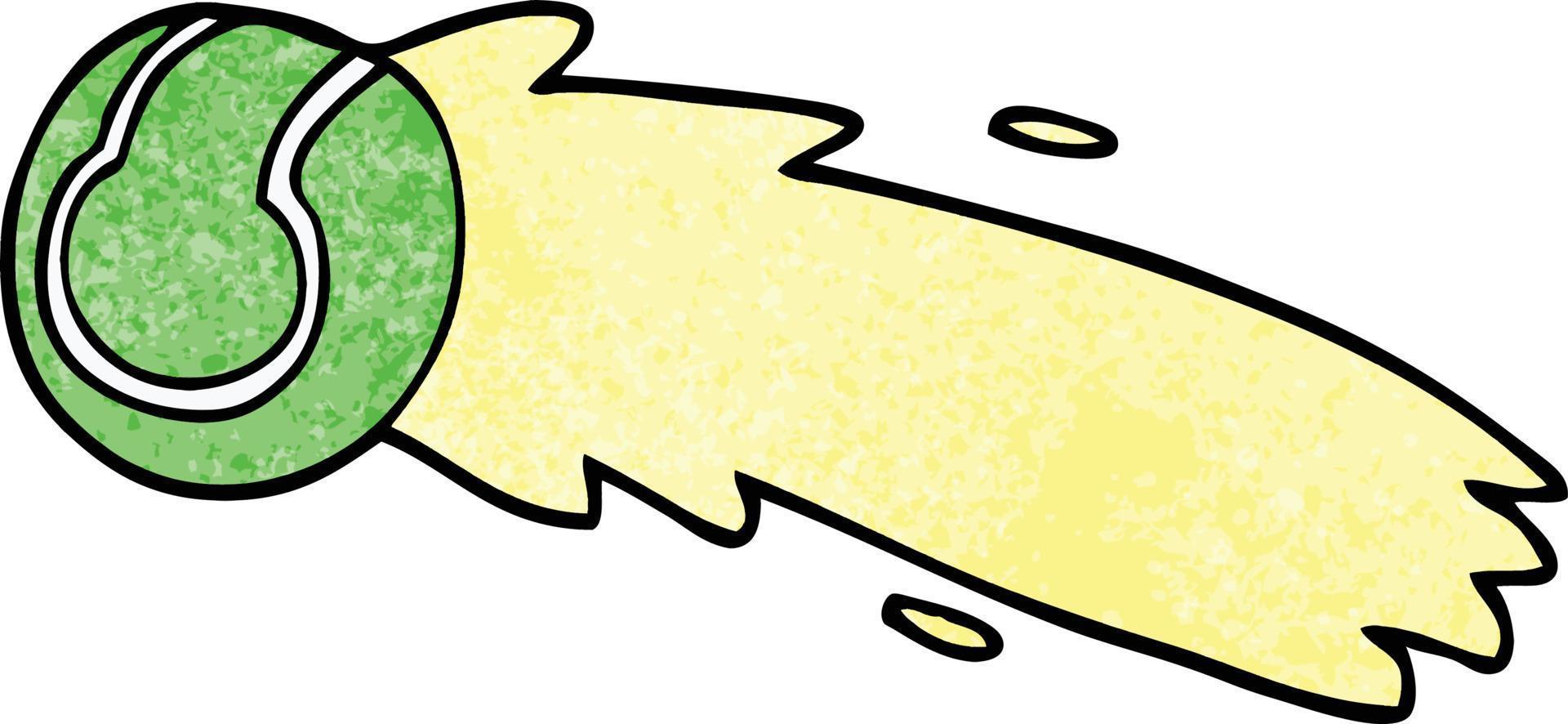 doodle de desenho animado bola de tênis voadora vetor