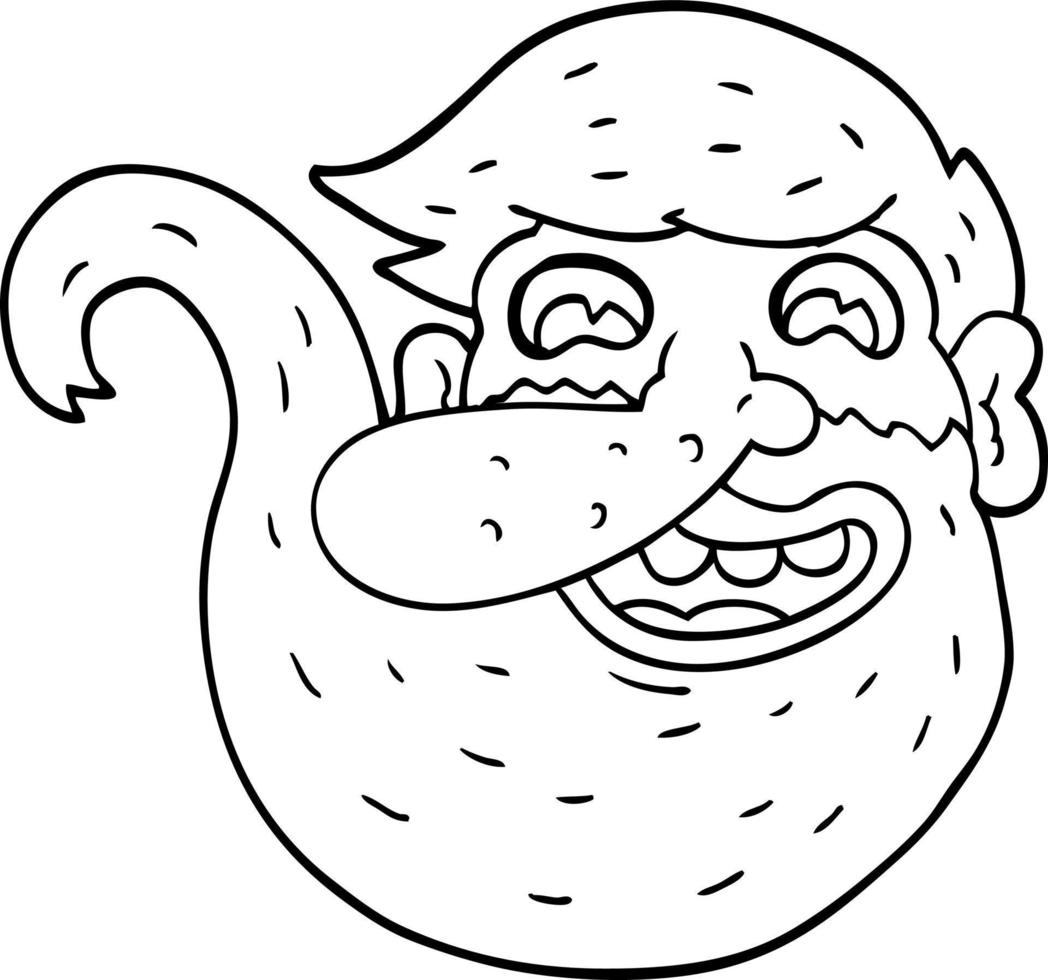 desenho de linha desenho animado homem com barba ruiva vetor