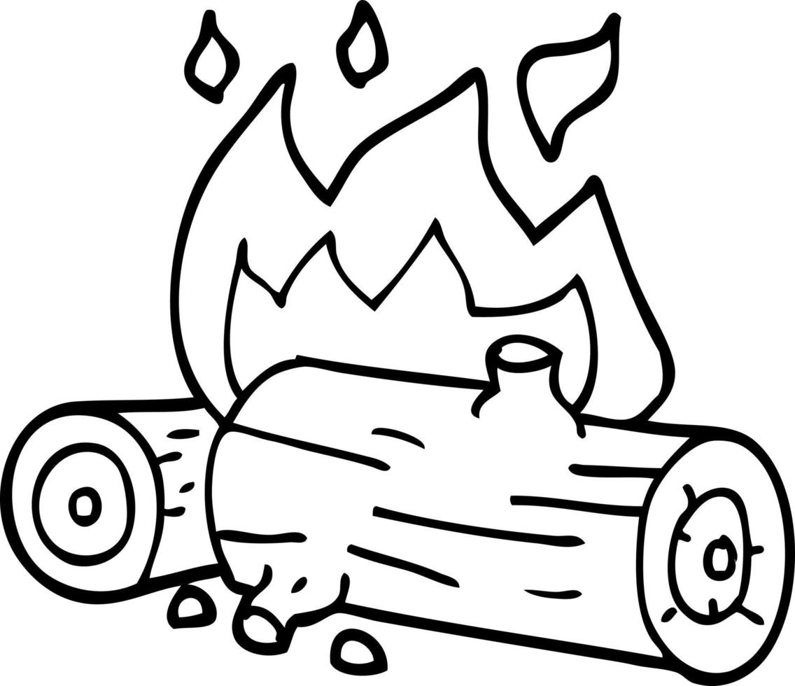 desenho de linha desenhos animados queimando logs vetor