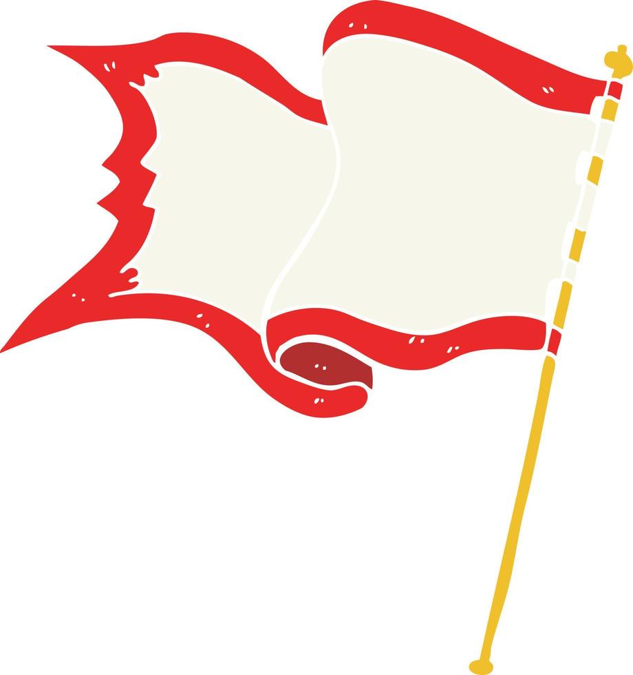 ilustração de cor plana de uma bandeira de desenho animado soprando no vento vetor