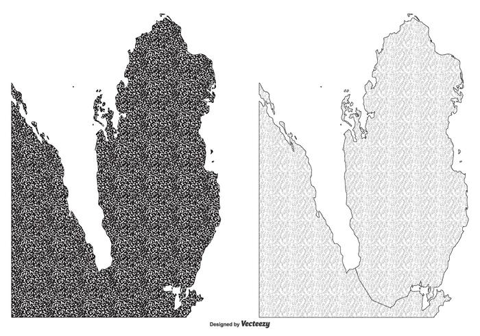 Ilustrações de mapa texturadas do Qatar vetor