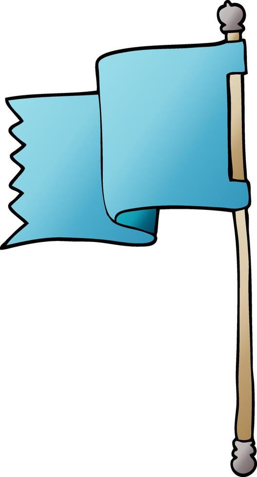 doodle de desenho animado de uma bandeira azul vetor