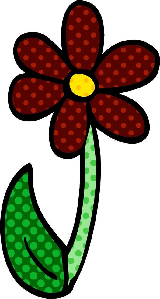 doodle de desenho animado flor única vetor