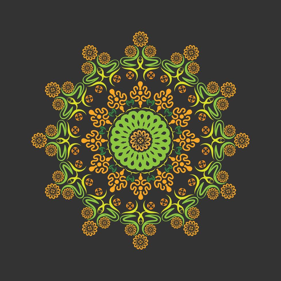 mandala de flores. elementos decorativos vintage. padrão oriental, ilustração vetorial. islão, árabe, indiano, turco, paquistão, chinês, motivos otomanos e cor de cristais vetor