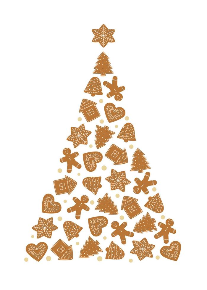 cartão de natal com biscoitos de gengibre. padrão de doces caseiros de inverno vetor