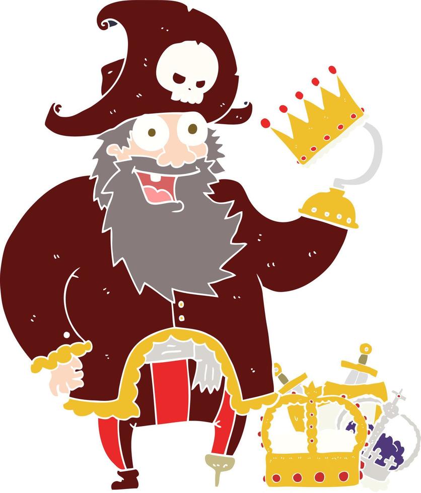 ilustração de cor lisa de um capitão pirata de desenho animado vetor
