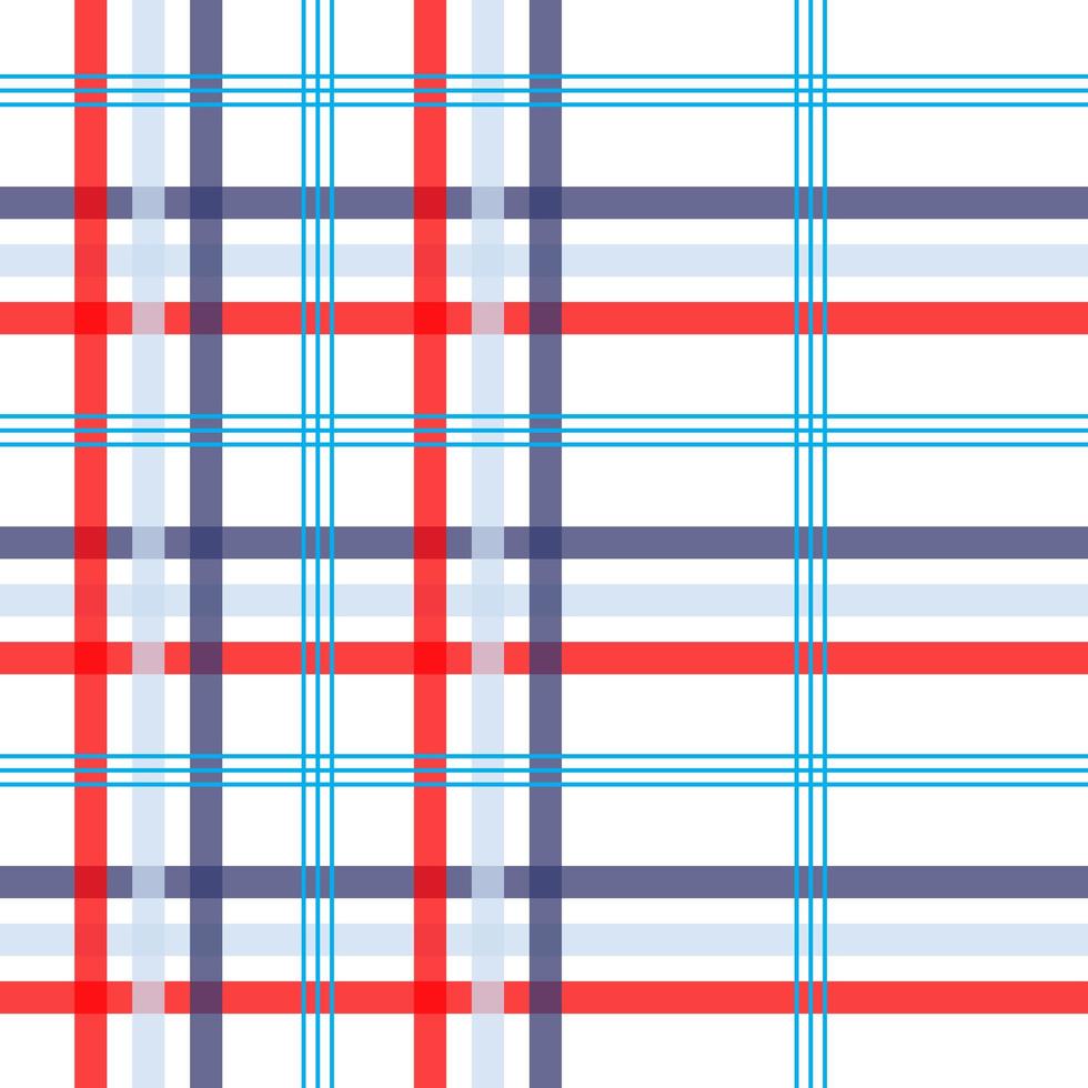vermelho, azul, branco padrão sem costura xadrez linear vetor