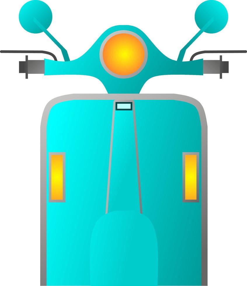 ilustração em vetor de motocicleta scooter vista frontal para sinal, símbolo, ícone, logotipo, emblema, crachá, item, rótulo ou desain