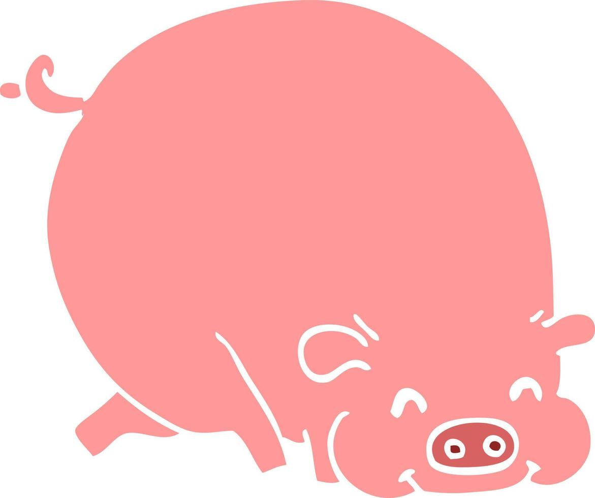 porco gordo do doodle dos desenhos animados vetor