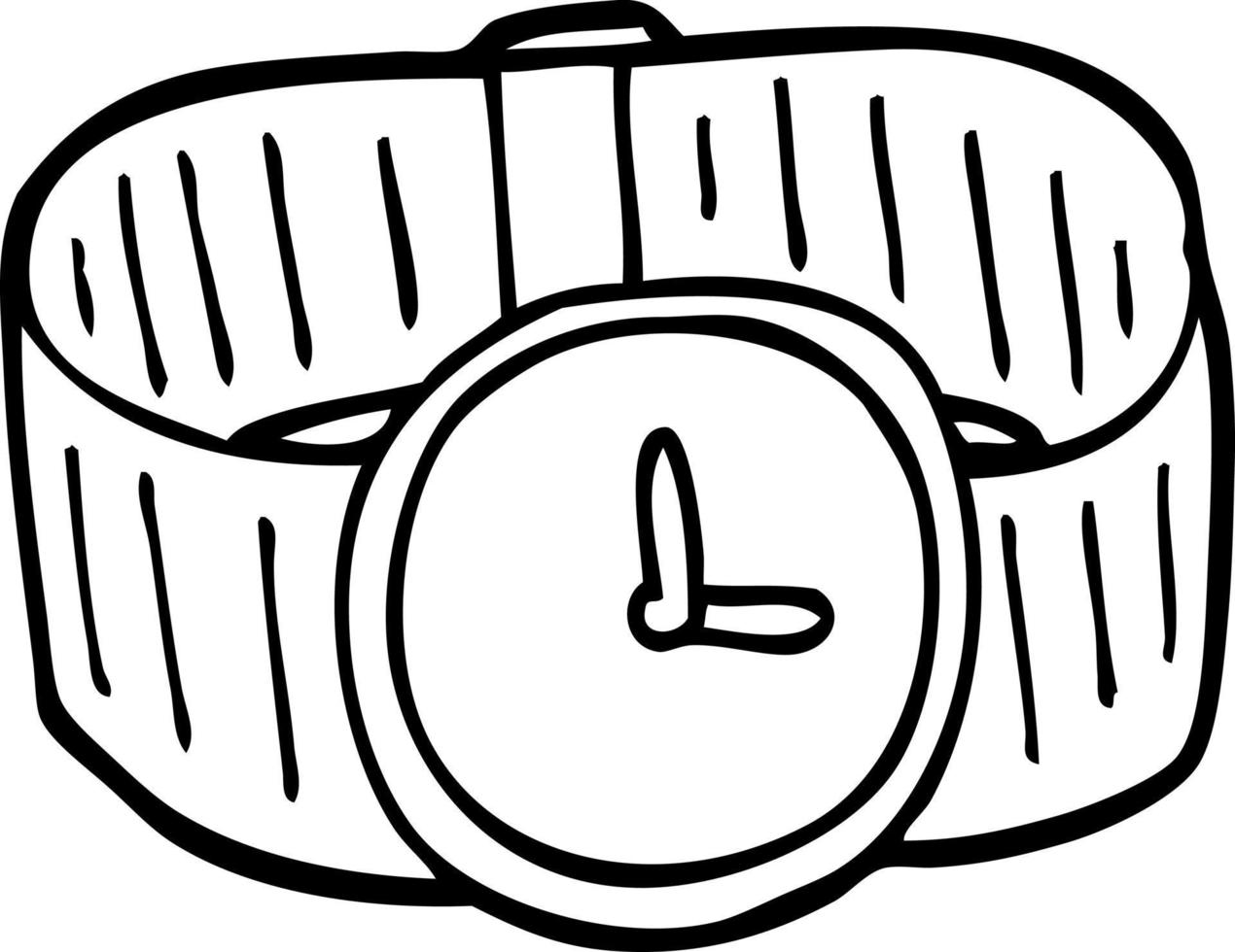 relógio de pulso de ouro dos desenhos animados de desenho de linha vetor