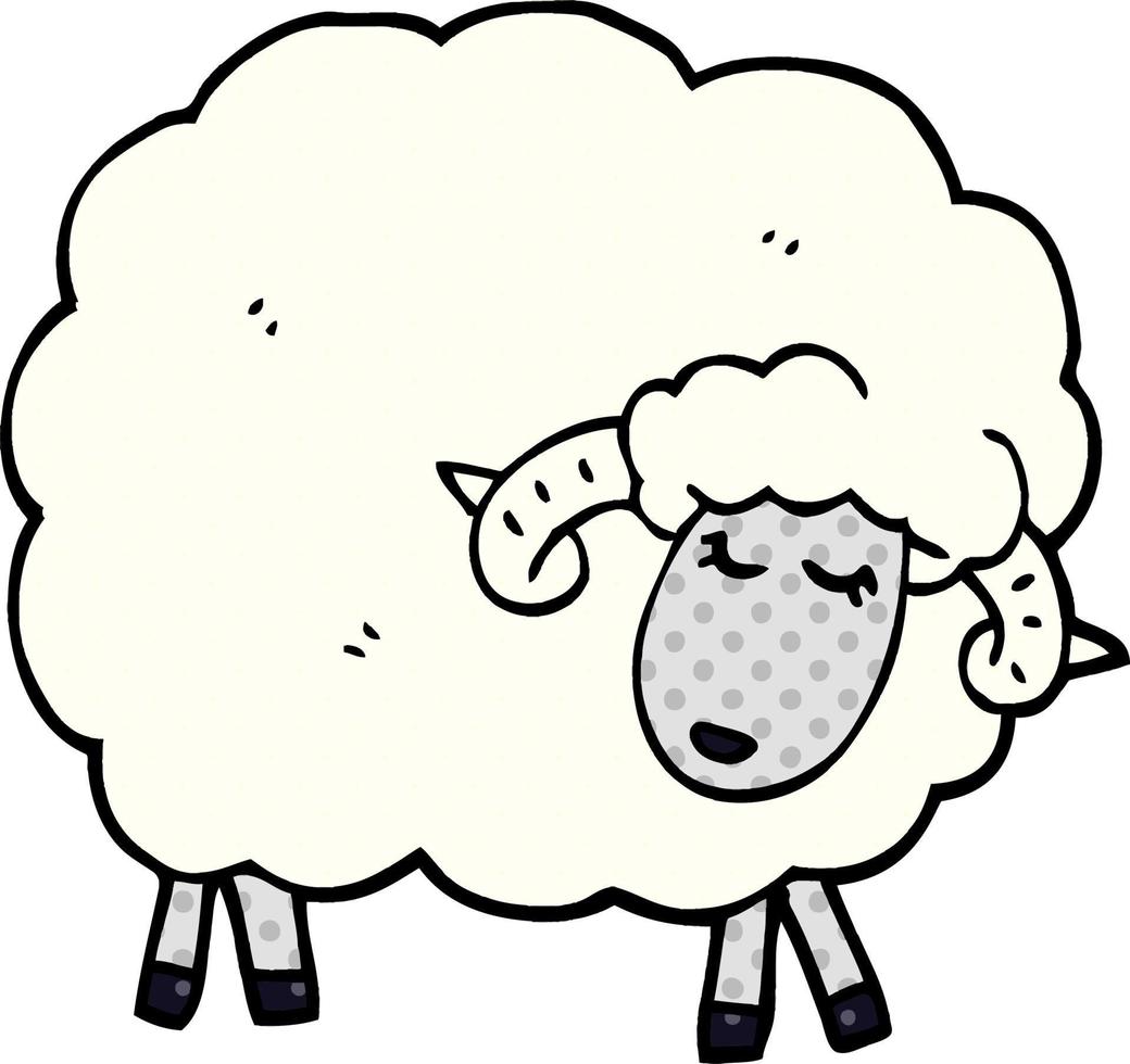 desenhos animados doodle ovelhas com chifres vetor