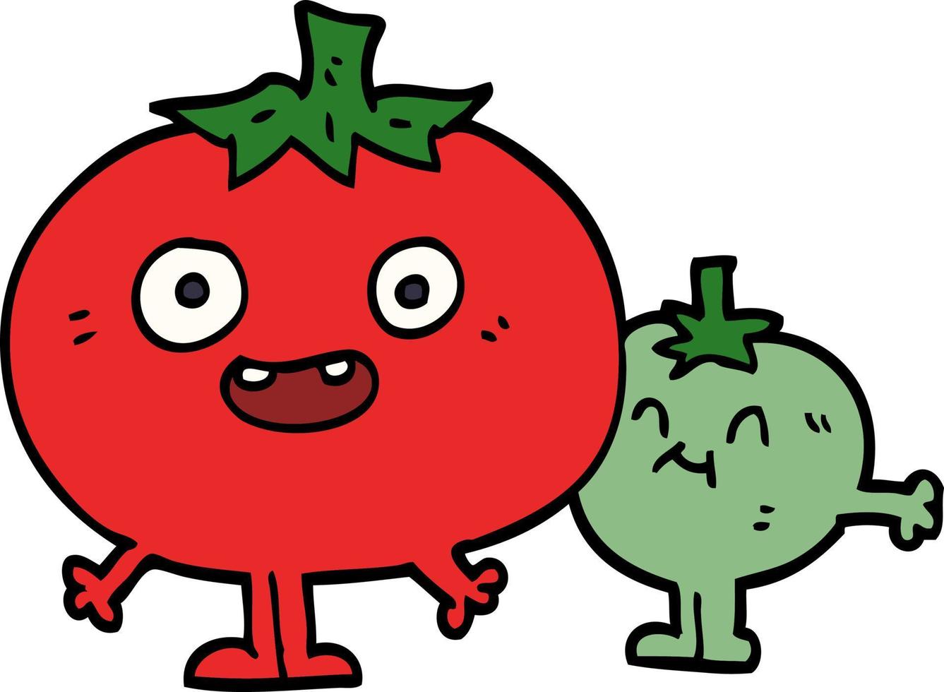 desenhos animados doodle tomates felizes vetor