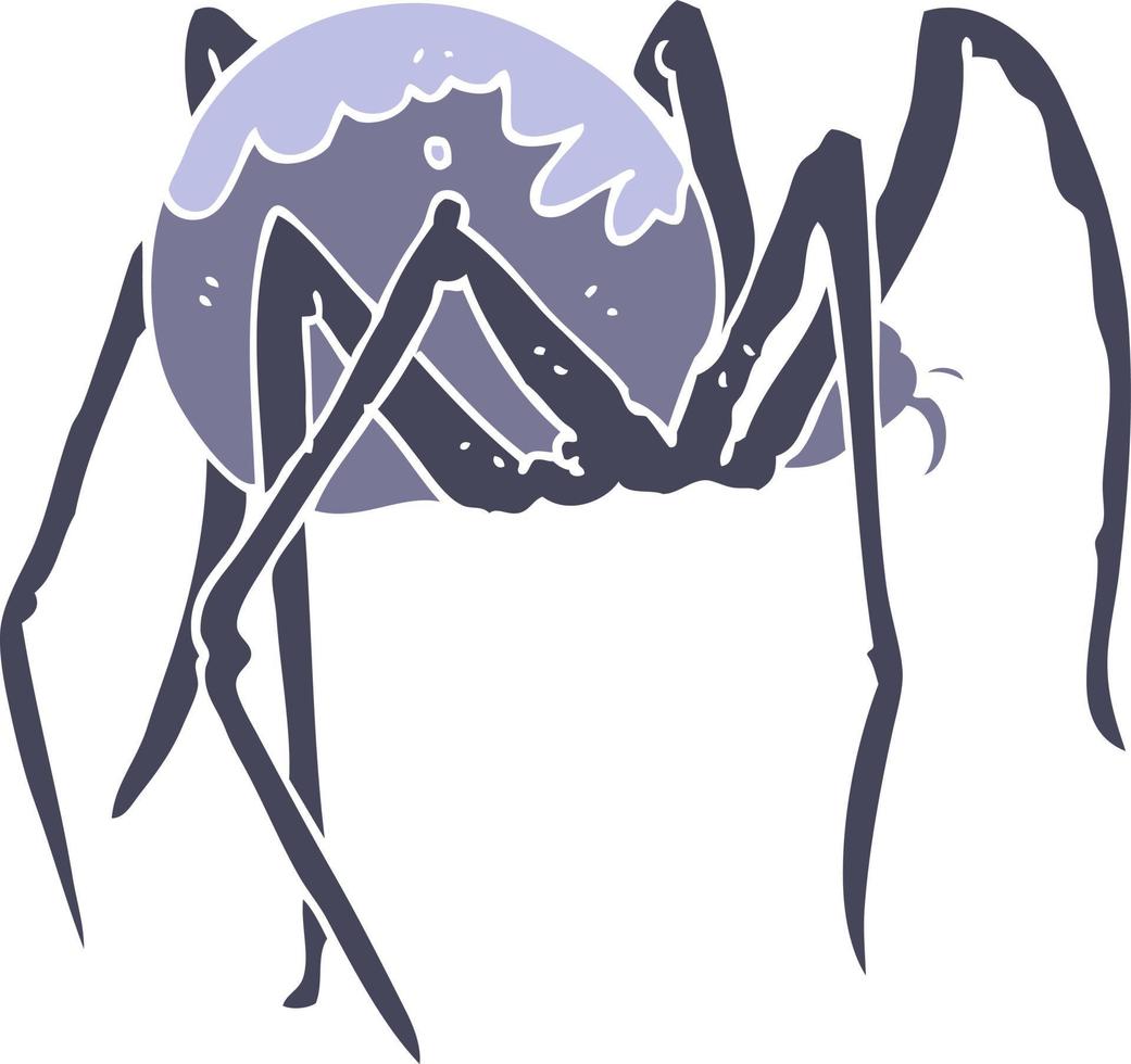 ilustração de cor plana de uma aranha assustadora de desenho animado vetor