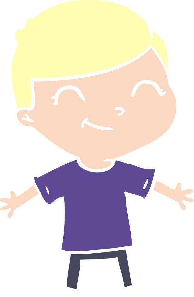 menino de desenho animado de estilo de cor plana sorrindo vetor