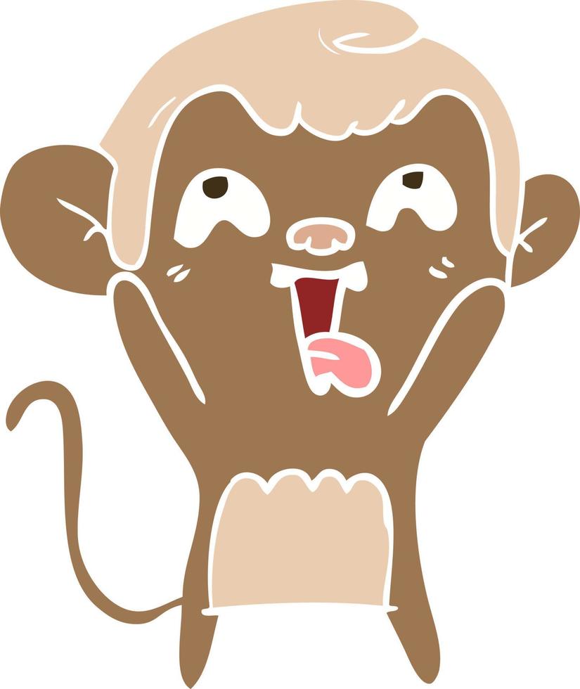macaco de desenho animado de estilo de cor plana louco vetor