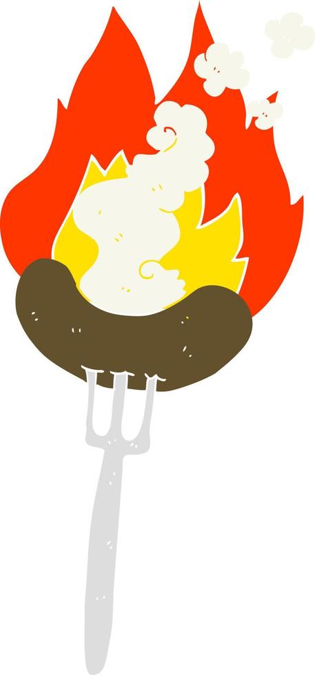 ilustração de cor plana de uma salsicha quente de desenho animado vetor