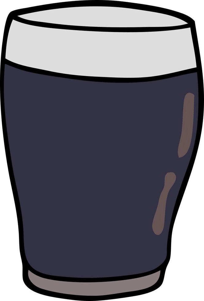caneca de doodle de desenho animado de cerveja preta vetor