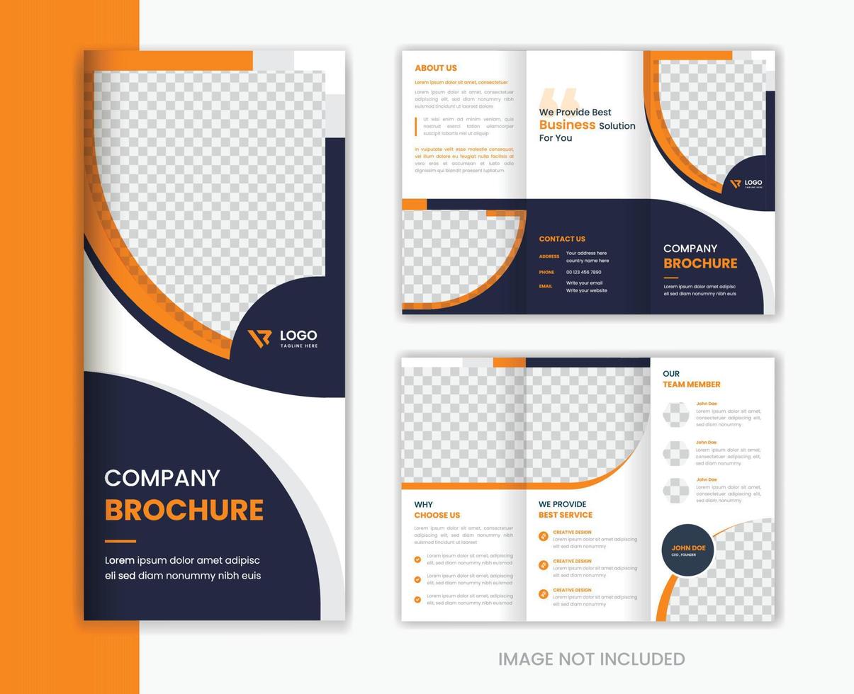 modelo de design de folheto corporativo laranja com três dobras, perfil de negócios, design de portfólio da empresa vetor
