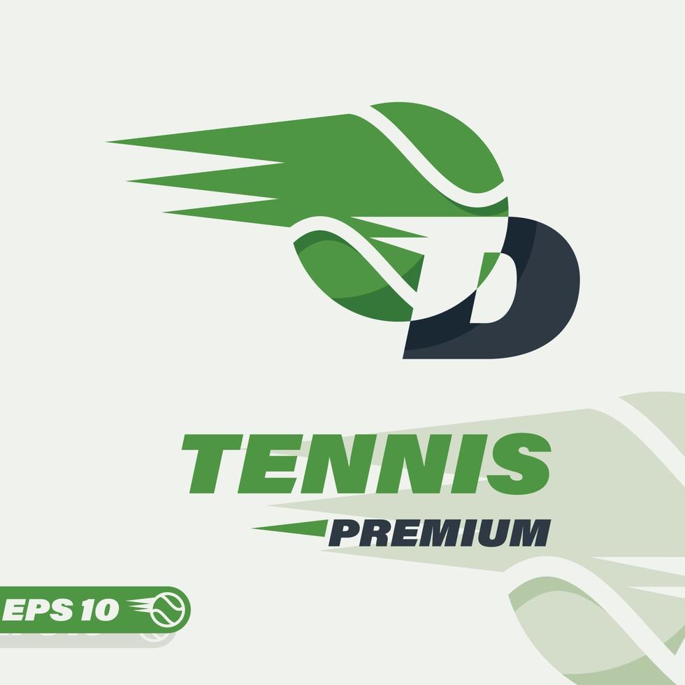 logotipo do alfabeto d da bola de tênis vetor