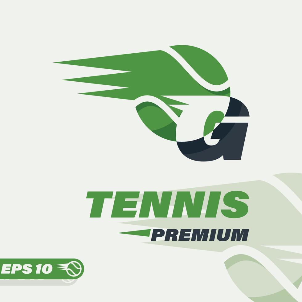 logotipo do alfabeto g da bola de tênis vetor