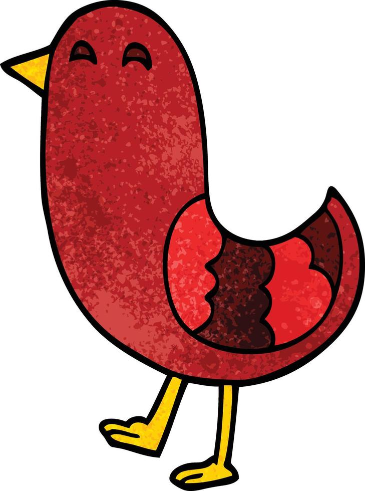 desenho animado doodle pássaro vermelho vetor