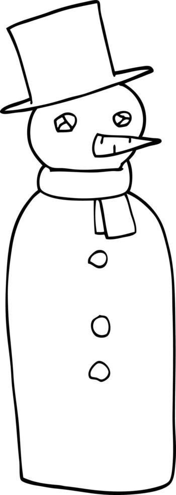 desenho de linha cartoon boneco de neve tradicional vetor