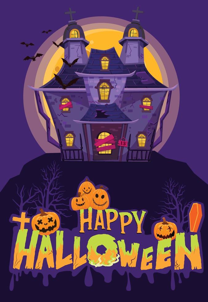 cartaz de festa de noite de horror de halloween vetor