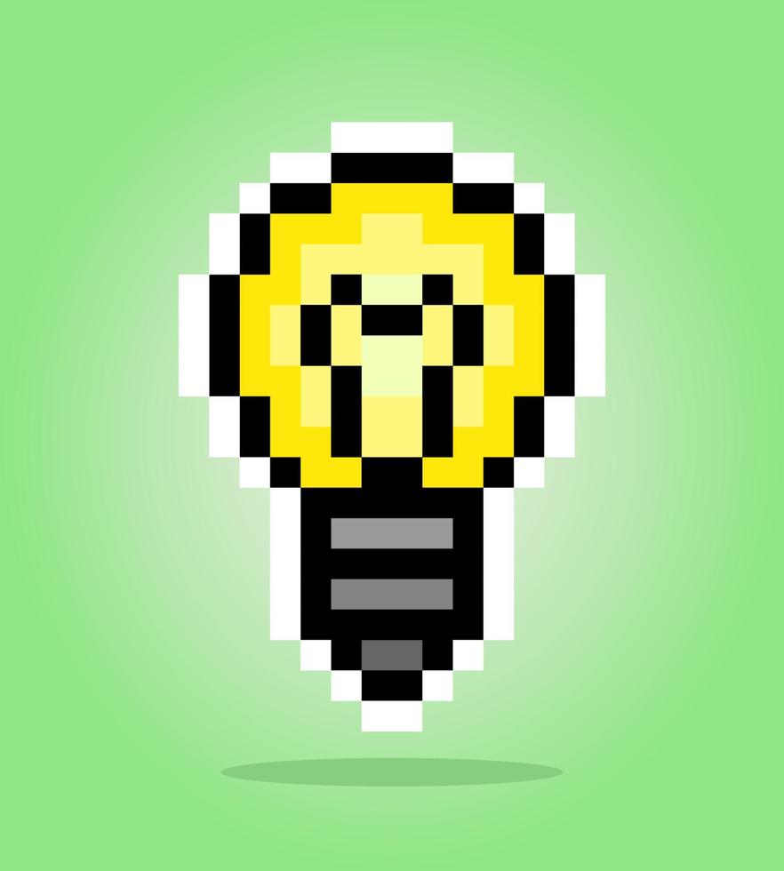 lâmpada de pixel de 8 bits. objeto de ativo de jogo em ilustração vetorial. vetor