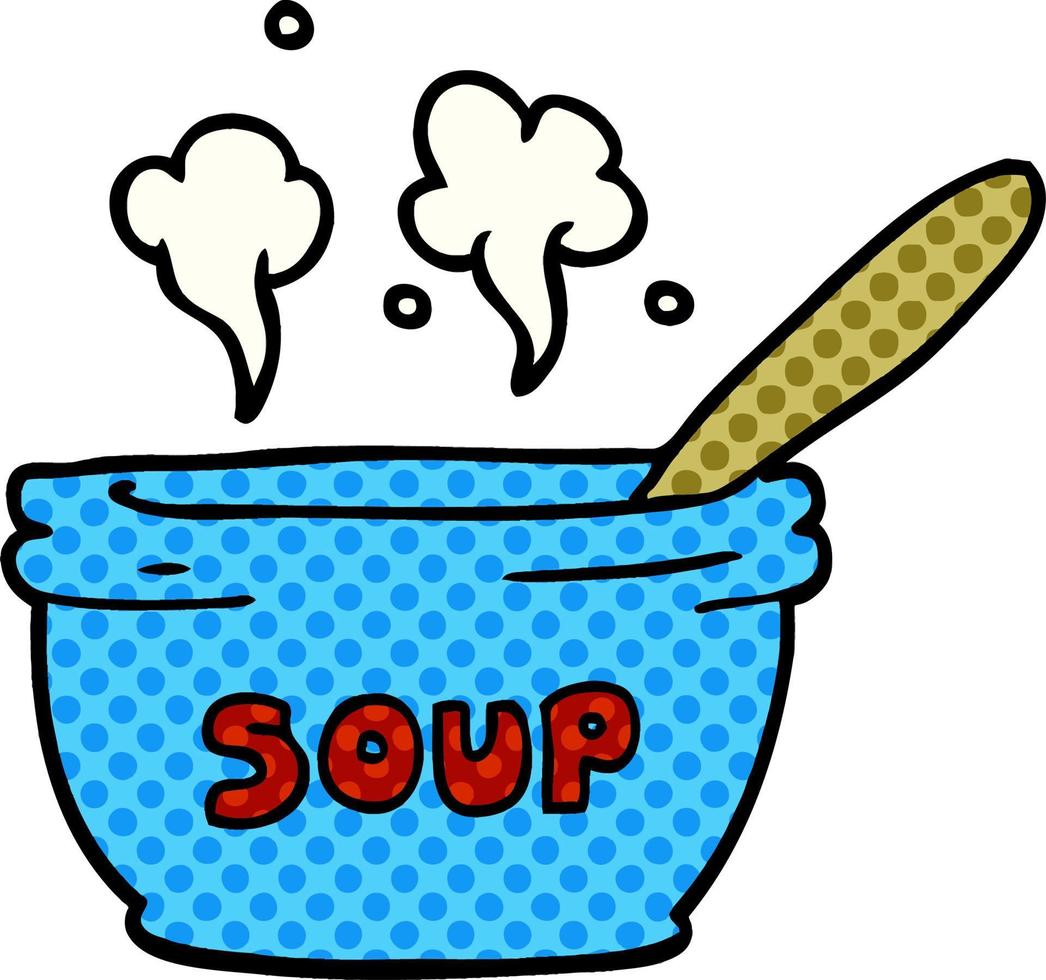 doodle de desenho animado de sopa quente vetor