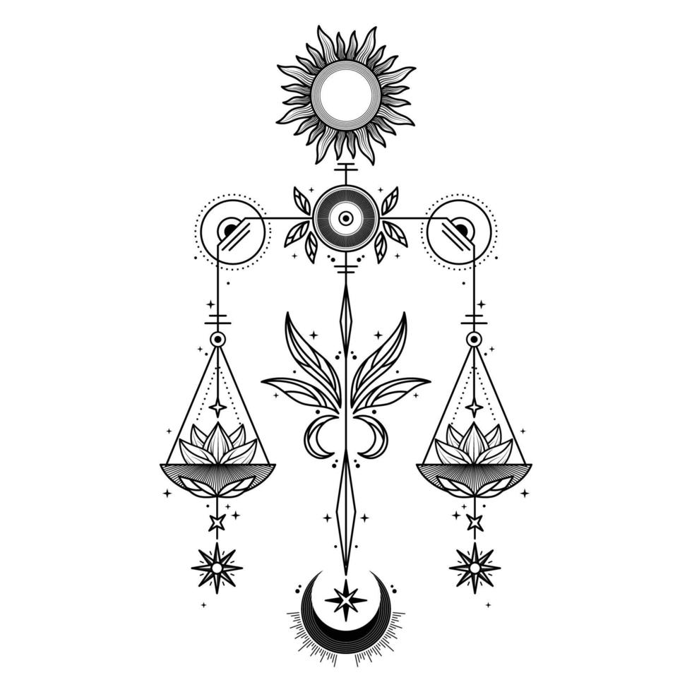ilustração de logotipo vintage de silhueta de escala de libra do zodíaco vetor