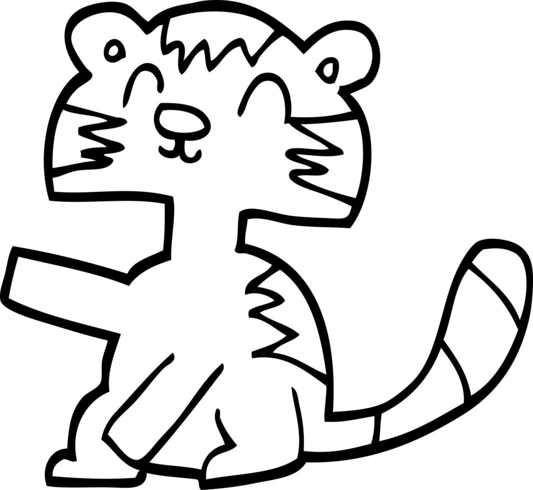 desenho de linha engraçado gato de desenho animado vetor
