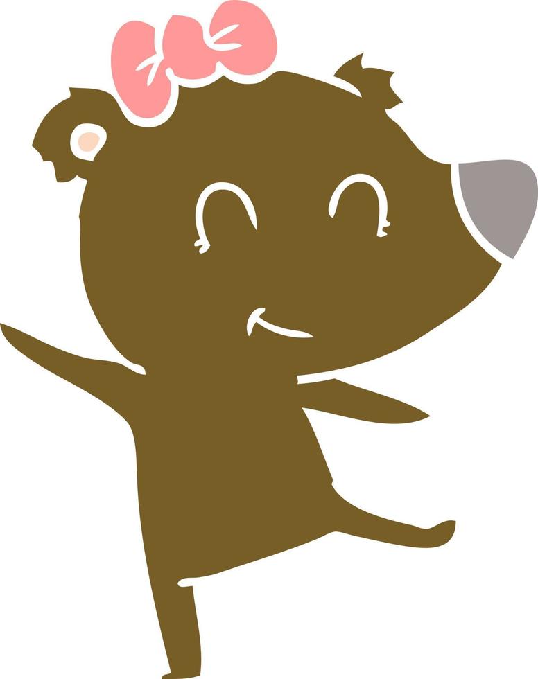 desenho de estilo de cor plana de urso feminino vetor