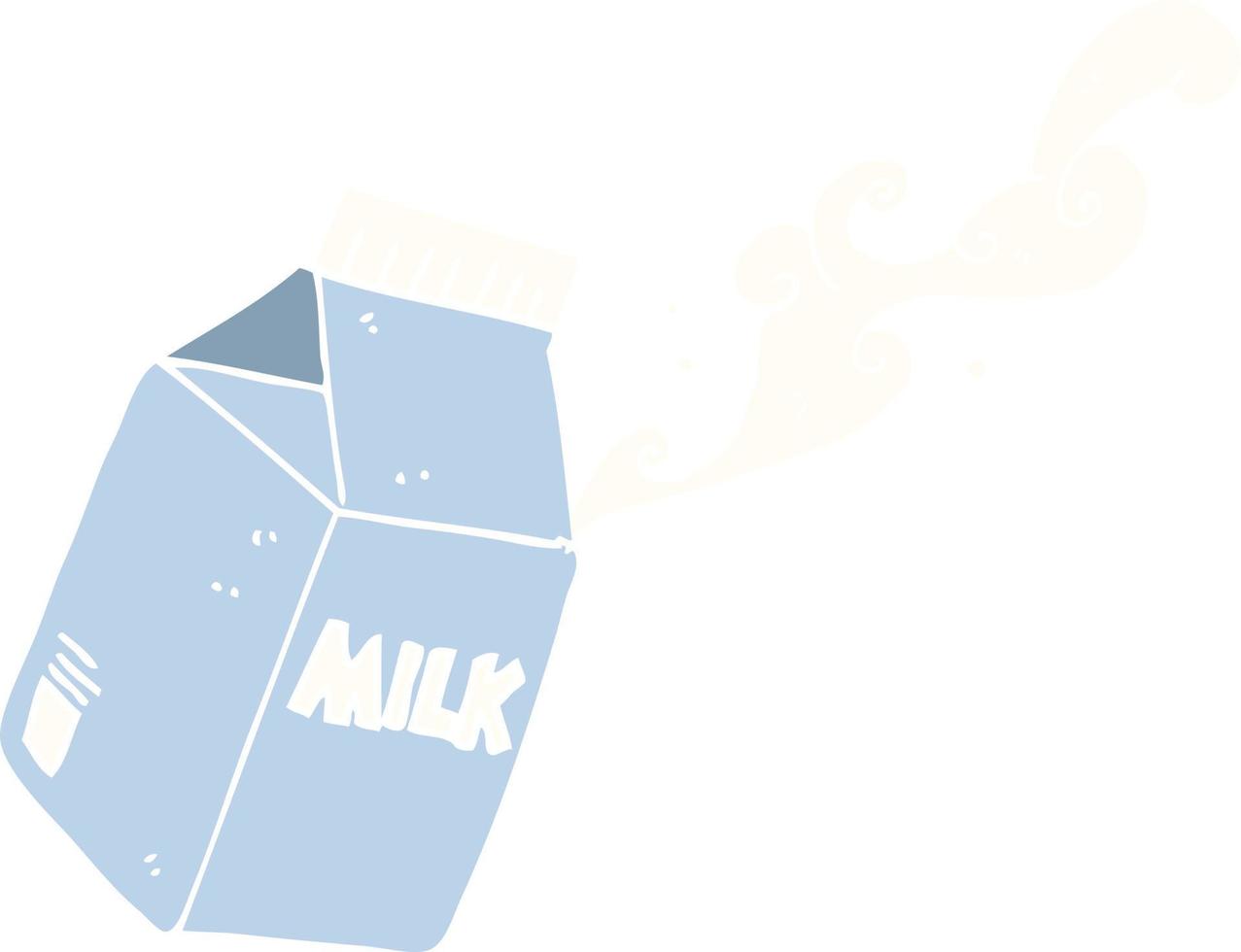 ilustração de cor lisa de uma caixa de leite de desenho animado vetor