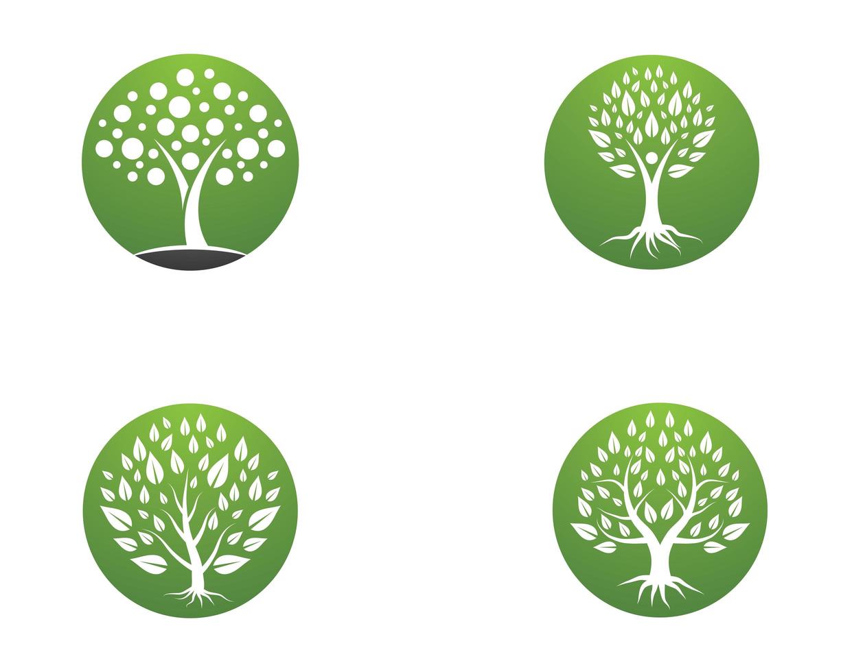 símbolo da árvore rodada conjunto de ícones vetor