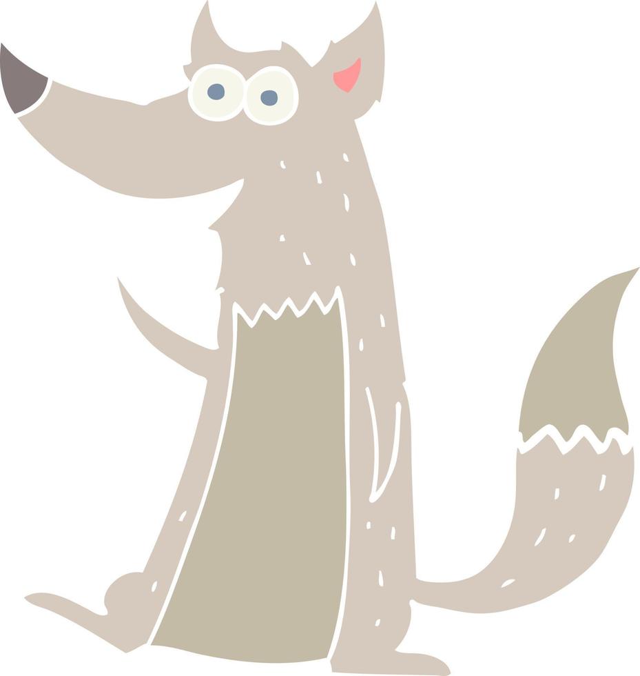 lobo de desenho animado de estilo de cor plana vetor