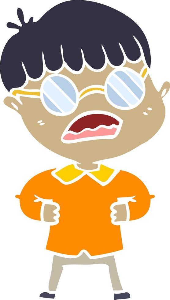 menino de desenho animado de estilo de cor plana usando óculos vetor