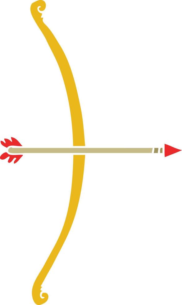 arco e flecha de desenho animado de estilo de cor plana vetor