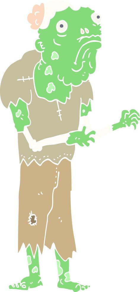 zumbi de desenho animado de estilo de cor plana vetor