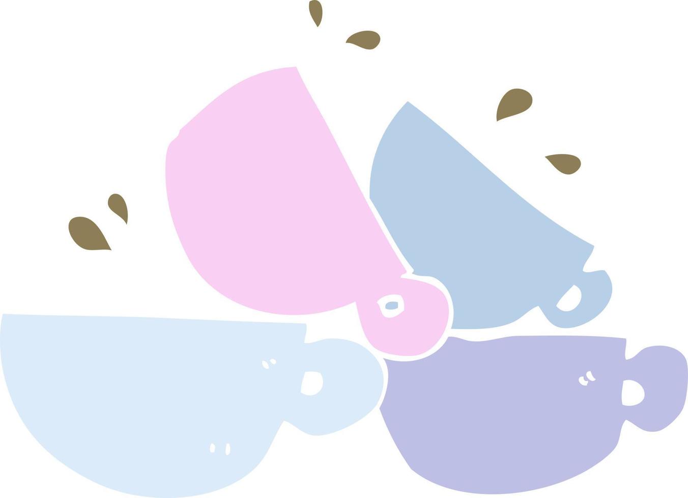 ilustração de cor plana de xícaras de café de desenho animado vetor