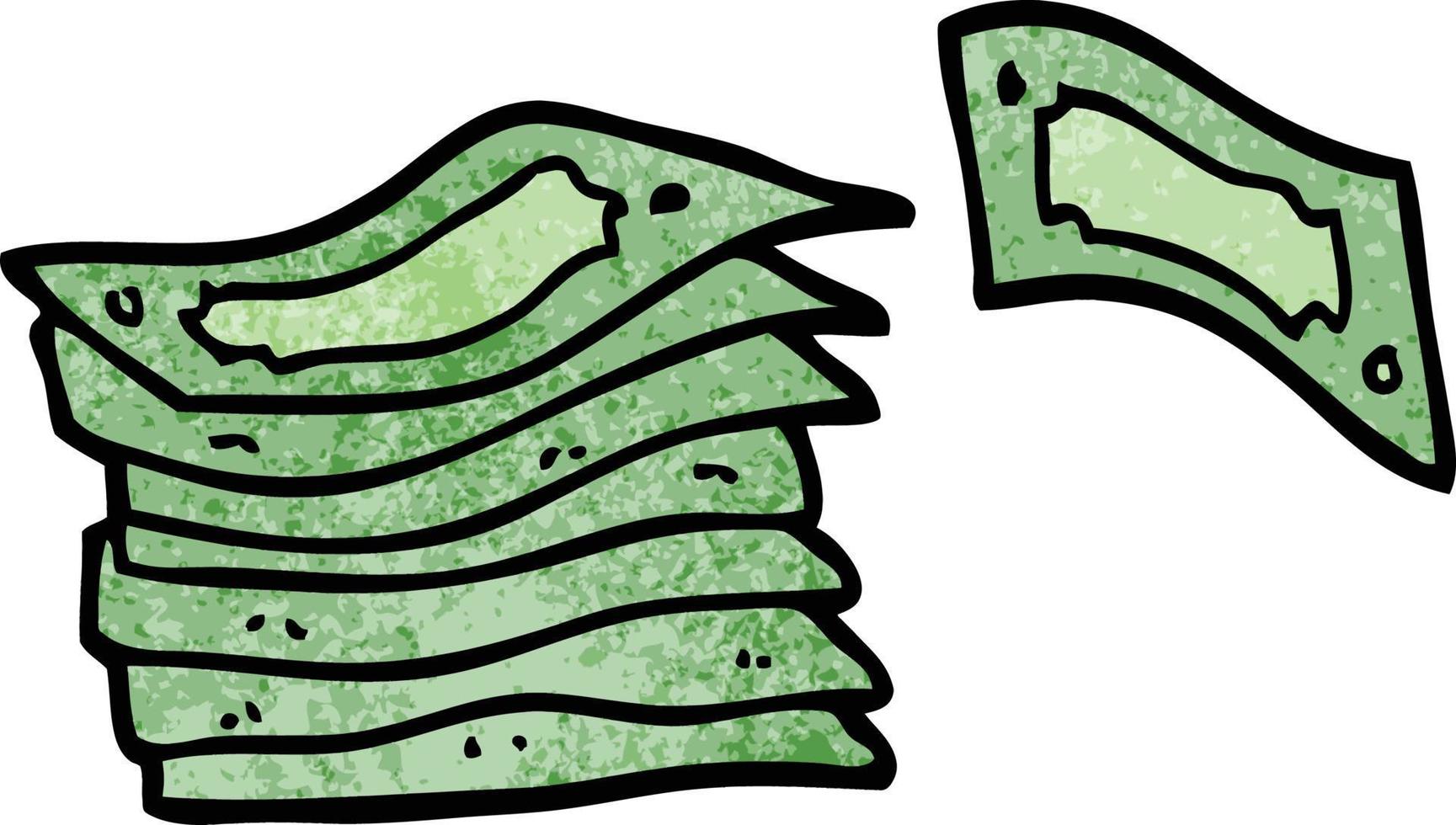 pilha de doodle de desenho animado de dinheiro vetor