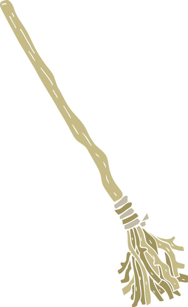 ilustração de cor lisa de um cabo de vassoura de desenho animado vetor