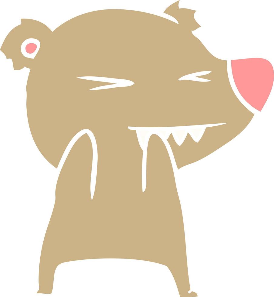 desenho animado de estilo de cor plana de urso bravo vetor