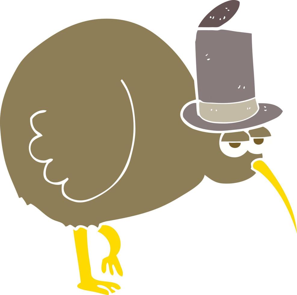 ilustração de cor lisa de um pássaro kiwi de desenho animado vetor