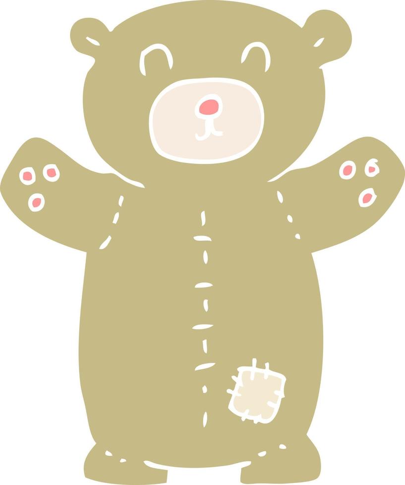 ilustração de cor lisa de um ursinho de pelúcia de desenho animado vetor