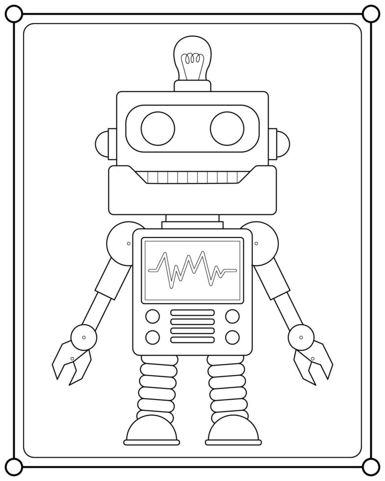 robô fofo adequado para ilustração vetorial de página para colorir infantil vetor