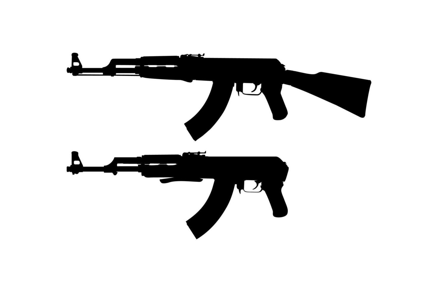 silhueta da arma ak 47 para pictograma ou elemento de design gráfico. ilustração vetorial vetor